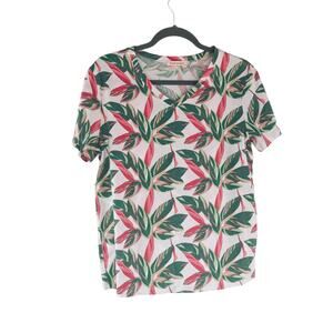 Fresh Produce Botanical TShirt Top Pink Green White 100% Cotton Made in USA